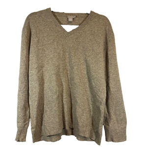 J. Crew 80% Lambswool Women's Tan V-Neck Pullover Sweater Size M LS A1